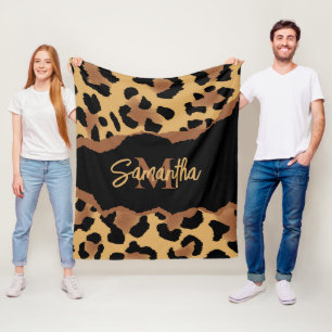 Manta Polar Impresión de leopardo de monograma cúpula