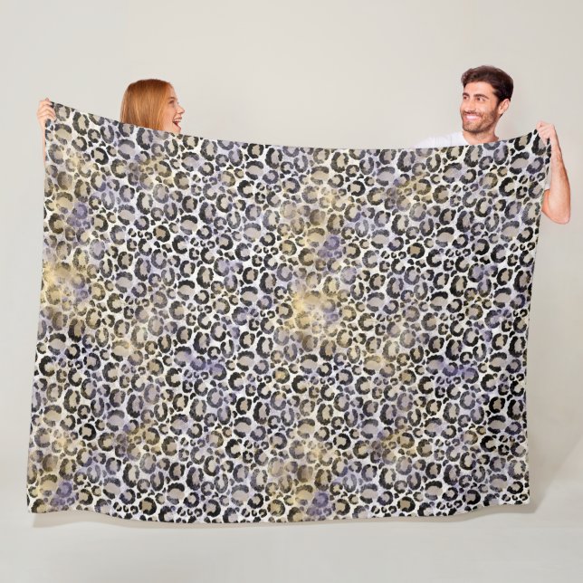 Manta Polar Impresión de leopardo de oro morado (In situ)