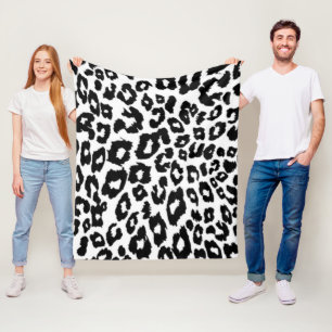 Manta Polar Impresión de leopardo en blanco y negro moderno 
