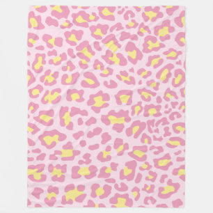 Manta Polar Impresión de leopardo rosa y amarillo