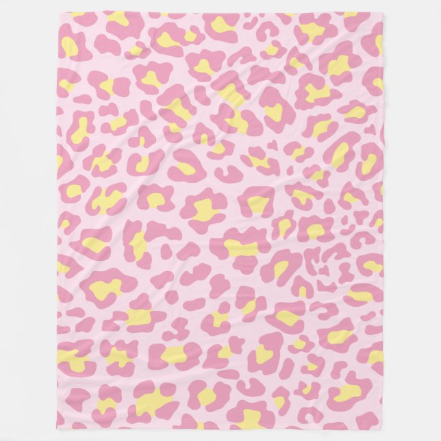 Manta Polar Impresión de leopardo rosa y amarillo (Anverso)