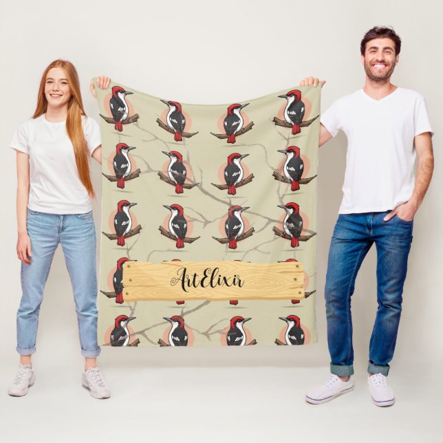 Manta Polar Impresión de madera de pájaro (In situ)