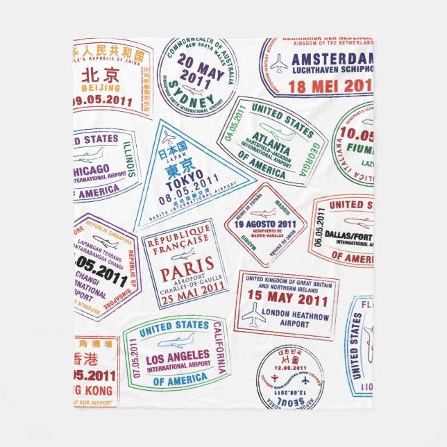 Manta Polar Impresión de patrón de sello de pasaporte (Anverso)