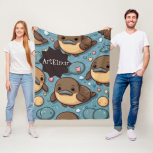 Manta Polar Impresión de Platypus Brown