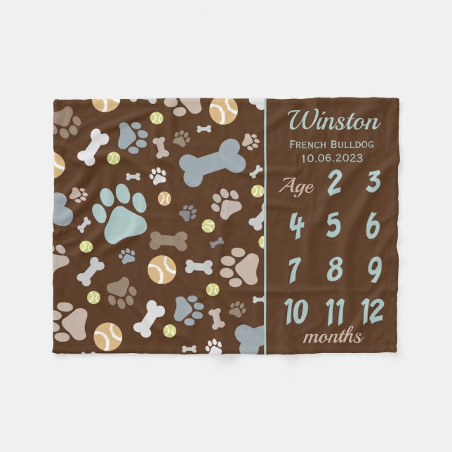 Manta Polar Impresión de puntas de garras de perro con pipa, m (Frente (Horizontal))