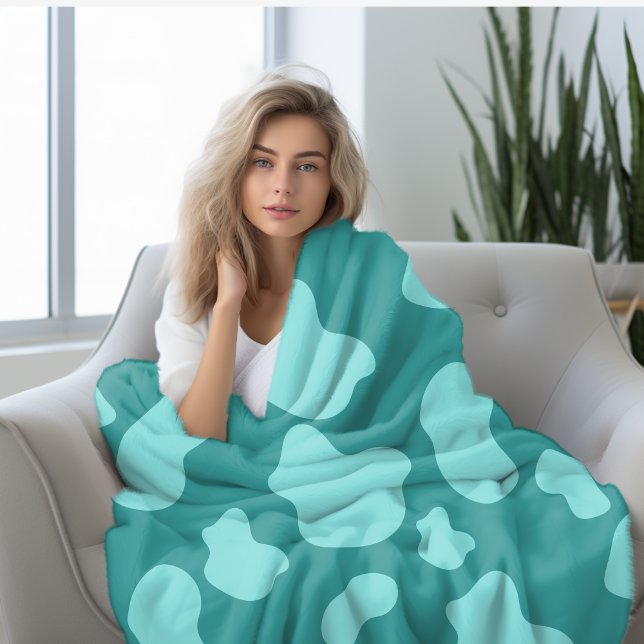 Manta Polar impresión de vaca turquesa (Subido por el creador)