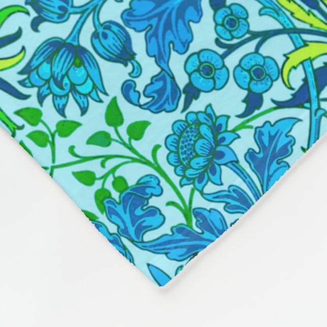 Manta Polar Impresión de William Morris Hyacinth, azul cerulea (Esquina)