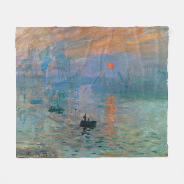 Manta Polar Impresión del amanecer de Claude Monet (Frente (Horizontal))