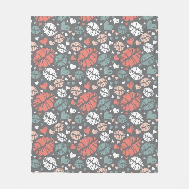 Manta Polar Impresión del beso y modelo del corazón (Anverso)