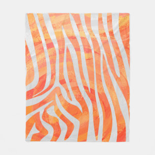 Manta Polar Impresión del naranja de la cebra y blanca