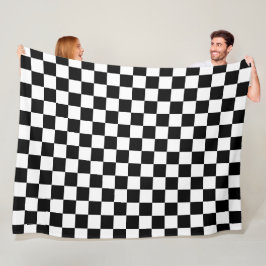 Manta Polar Impresión digital de ajedrez en blanco y negro