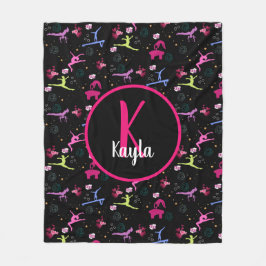 Manta Polar Impresión divertida de gimnasia monogramada