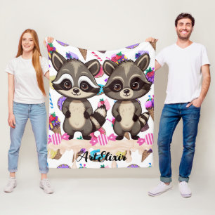 Manta Polar Impresión dulce Raccoon Cute Kawaii