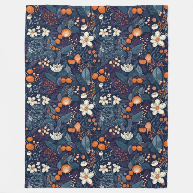 Manta Polar Impresión floral escandinava (Anverso)