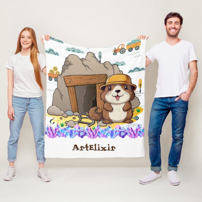 Manta Polar Impresión moderna de Kawaii Miner Animal Gopher (In situ)