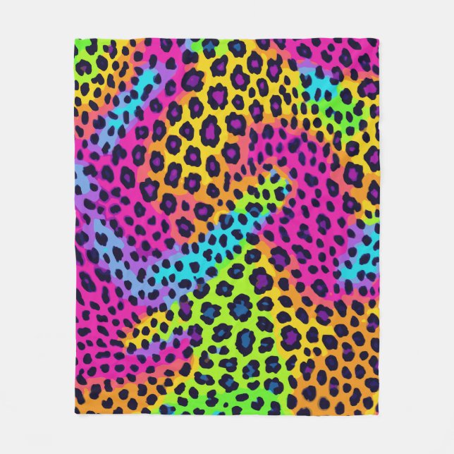 Manta Polar Impresión Neon Leopard (Anverso)