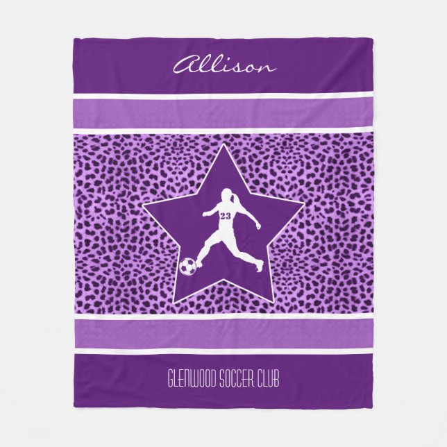 Manta Polar Impresión púrpura personalizada del guepardo del (Anverso)