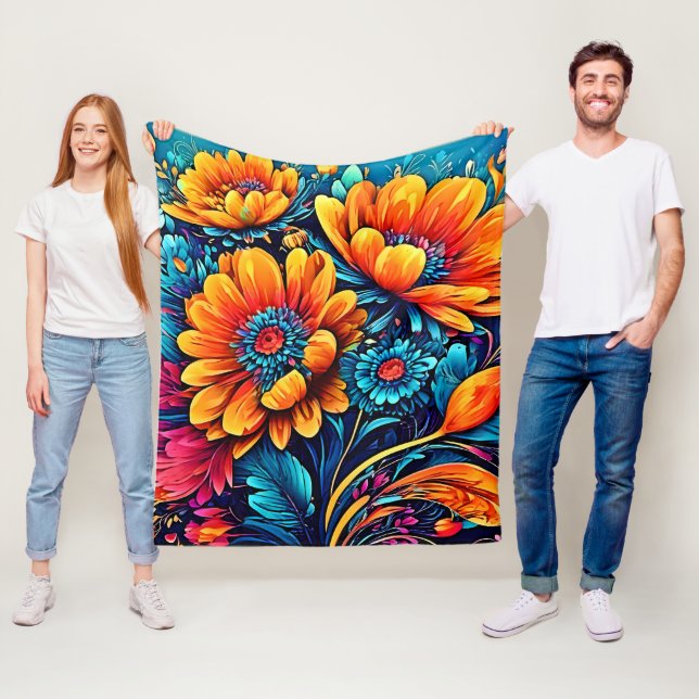 Manta Polar Impresionante color floral Rosa (In situ)