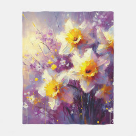 Manta Polar Impresionante Daffodil Floral Purple Yellow Art
