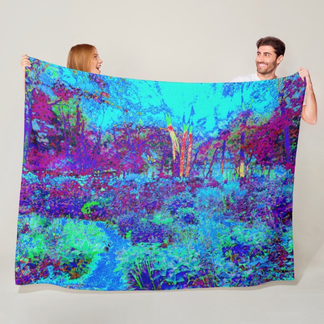 Manta Polar Impresionante Psicodélico Paisaje del Jardín Azul (In situ)