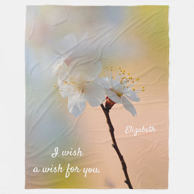 Manta Polar Impresionantes flores de albaricoque japonesas (Anverso)