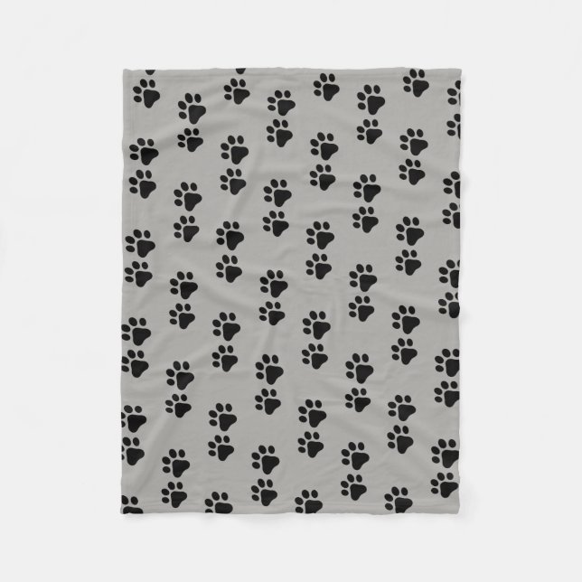 Manta Polar Impresiones de la pata de gato/perro -fondo gris (Anverso)