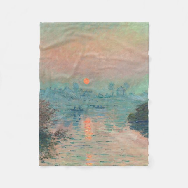 Manta Polar Impresionismo de Monet Sunset Seine Bella Artes (Anverso)