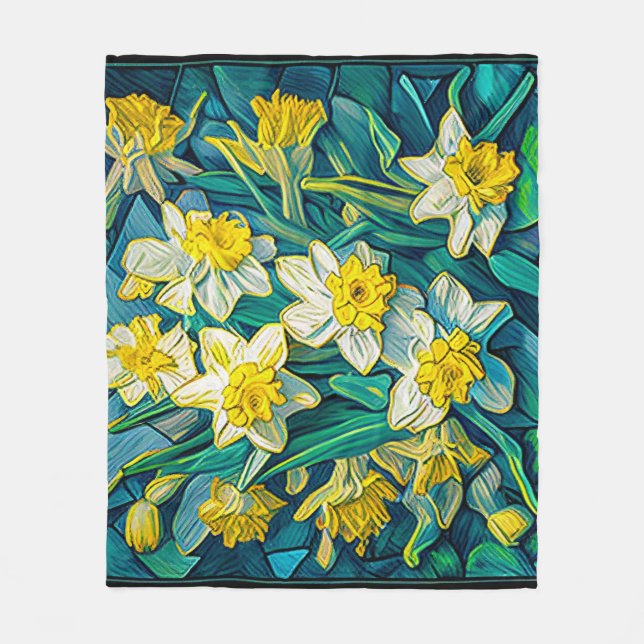 Manta Polar Impresionista Daffodils (Anverso)