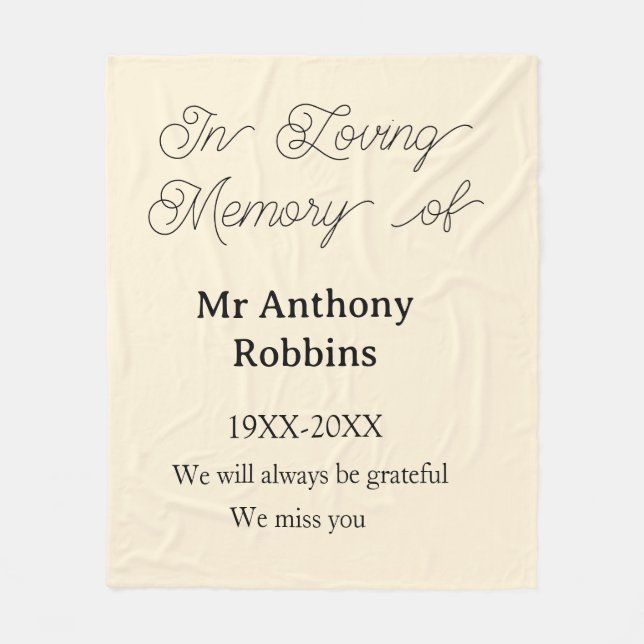 Manta Polar In Loving memory of name funeral memory keepsake (Anverso)