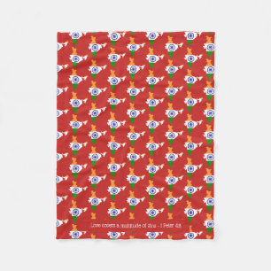 Manta Polar INDIA Escritura Cristiana AMOR CUBRE Rojo