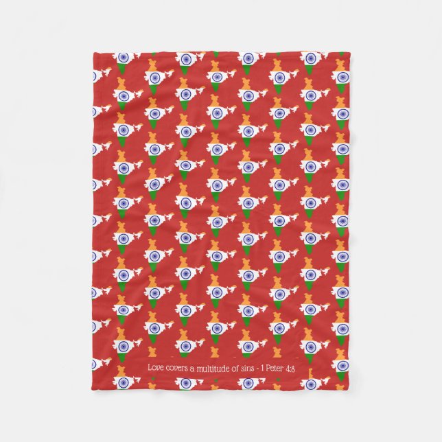 Manta Polar INDIA Scripture Christian LOVE COVERS Red (Anverso)