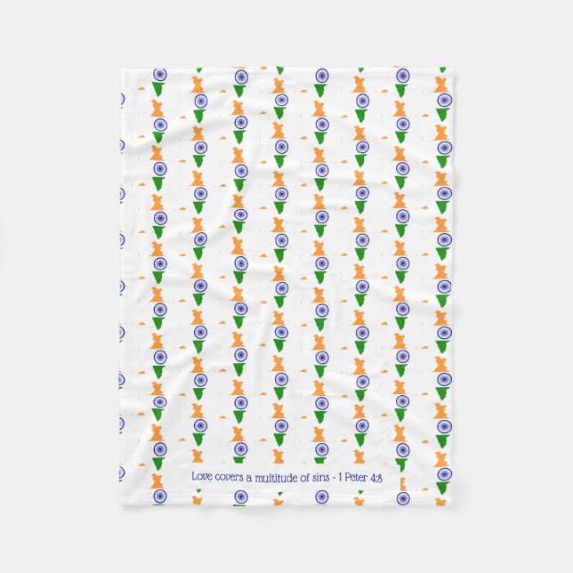 Manta Polar INDIA Scripture Christian LOVE CUBRE Blanco (Anverso)
