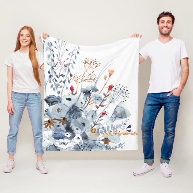 Manta Polar Índigo y ocre - Flores acuáticas (In situ)