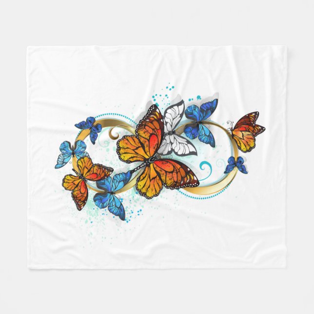 Manta Polar Infinidad de Mariposas Monarca (Frente (Horizontal))