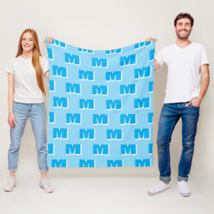 Manta Polar Inicial personalizado de color azul moderno