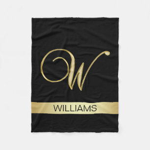 Manta Polar Iniciales cones monograma negras elegantes "W" con
