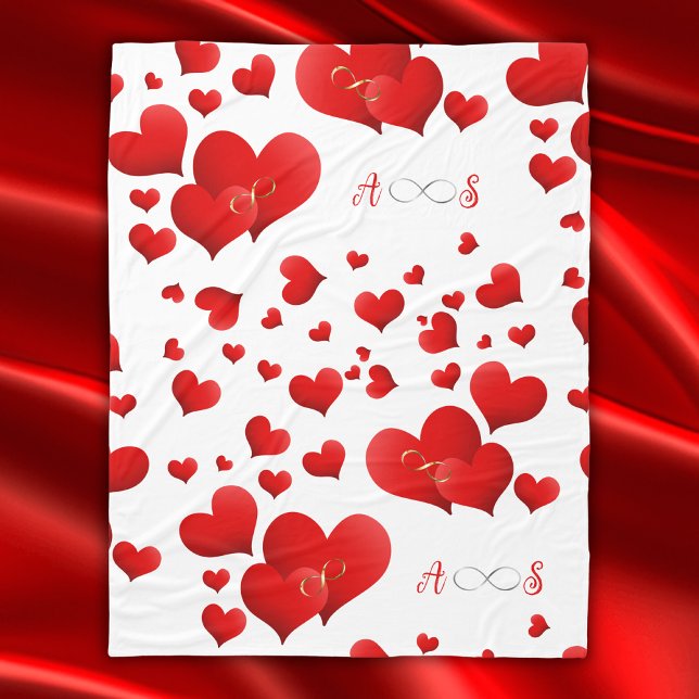 Manta Polar Iniciales Infinitos del Corazón Rojo Monograma sob (Subido por el creador)