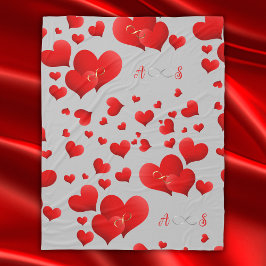 Manta Polar Iniciales Infinitos del Corazón Rojo Monograma sob