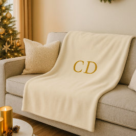 Manta Polar Iniciales monogramadas de color beige moderno