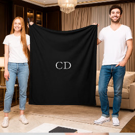 Manta Polar Iniciales monogramadas en blanco negro modernas