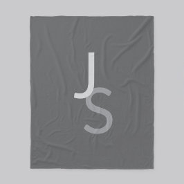 Manta Polar Iniciales monogramadas modernas superpuestas | Gri