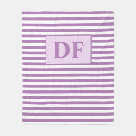 Manta Polar Iniciales personalizados Rayas moradas/blancas