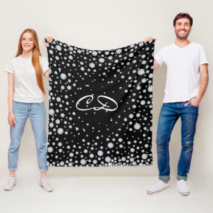 Manta Polar Iniciativas de monograma de diamantes blancos negr