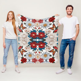 Manta Polar inmaculada mariposa y patrón de flor - Inspirador 