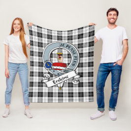 Manta Polar Insignia Erskine de clan blanco y negro Tartán Pla