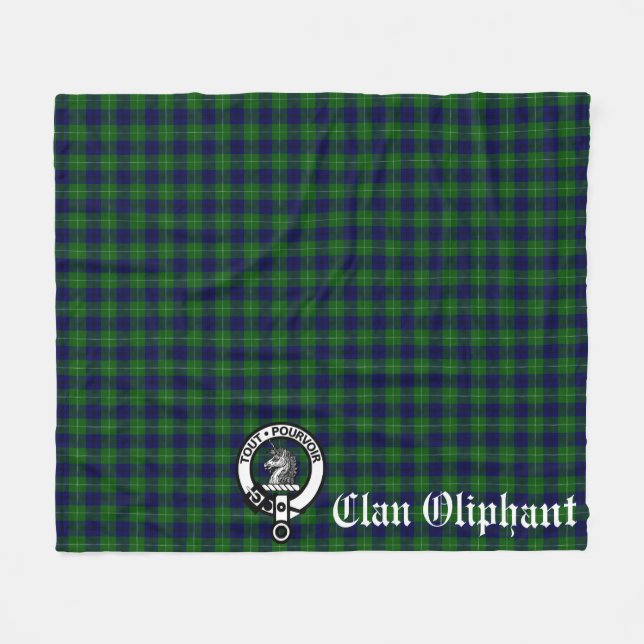 Manta Polar Insignia Escudo de Clan Oliphant y Tartán (Frente (Horizontal))