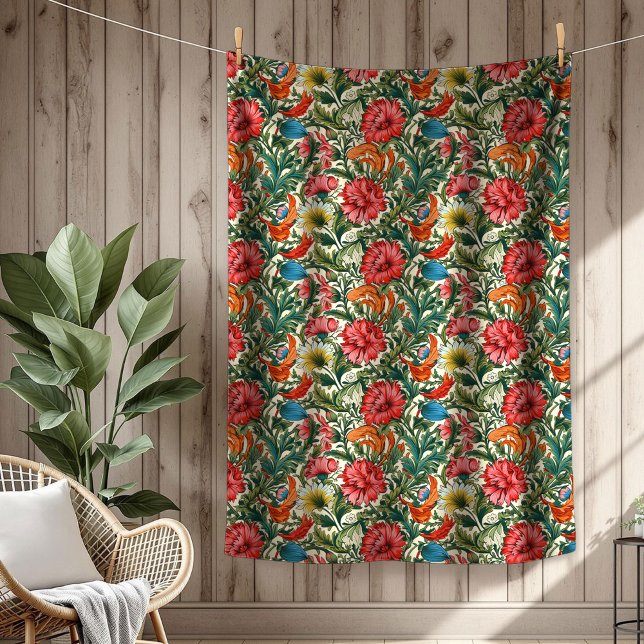 Manta Polar Inspiración botánica moderna de Ornate por William (Trendy Ornate Botanical Inspired by William Morris Fleece Blanket)