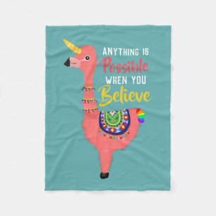 Manta Polar Inspirador unicornio Llama a creer cita