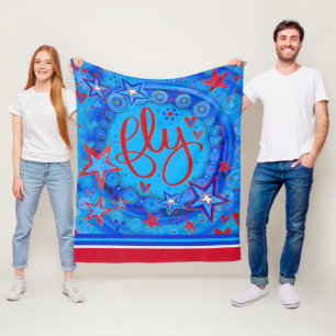 Manta Polar Inspiradoras estrellas de vuelo rojo azul blanco i