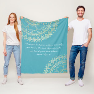 Manta Polar Instructor de Meditación de Yoga Blue Gold Mandala
